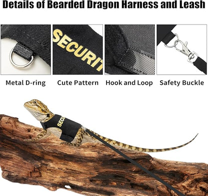 Bearded Dragon Harness and Leash-Bearded Dragon Clothes Lizard Accessories Stuff for Escape Proof Small Animal Reptile Adjustable Harness and Leash Rope for Walking Outdoor