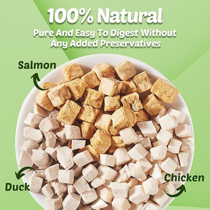 Turtle Food - 3 in 1 Freeze-Dried Meat – Chicken, Duck & Salmon – Natural Treats for Turtles, Cats & Dogs – Human-Grade Real Meat