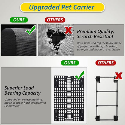Expandable Pet Carrier with Wheels, Double Cat Dog Carrier 21"x 17"x 16" up to 40 Lbs, Rolling Pet Carrier for Cats and Dogs, Extra Large Pet Travel Carrier, Ideal for Outdoor/Travel