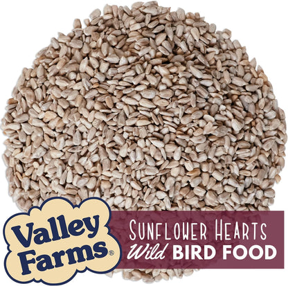 Valley Farms Whole Sunflower Hearts for Birds 4 LB 2-Pack (8 LB Total), Sunflower Kernels Wild Bird Food, No Mess Wild Bird Seed for Outside Feeders, Sunflower Hearts Birdseed