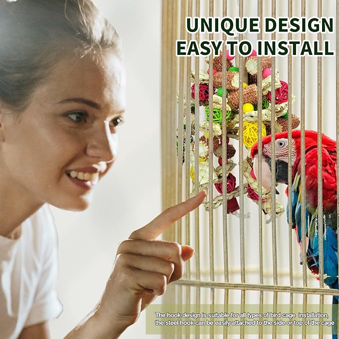 Parrot Toys, Natural Corncob Bird Chew Toys for Small and Medium Macaws, African Grey Parrots, Amazon Parrots Bird Cage