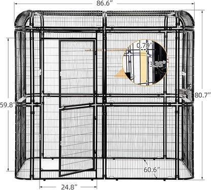 wonline Parrot Cages for Large Birds Outdoor Extra Large Bird Cage with Bird Cage and Perch, Suitable for Macaws Canaries Parrots Budgie Lovebirds (Black)