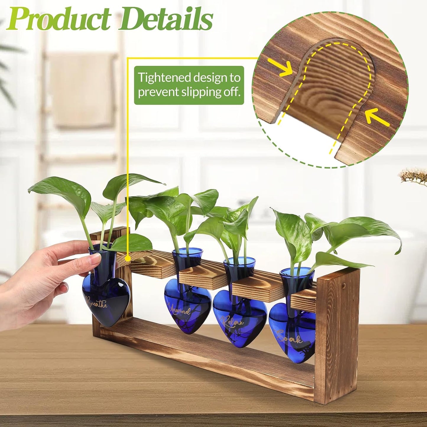 Plants Propagation Stations Plant Terrarium Kit for Bathroom Glass Planters for Indoor Plants Bathroom Decor Accessories - Relax Soak Unwind Breathe