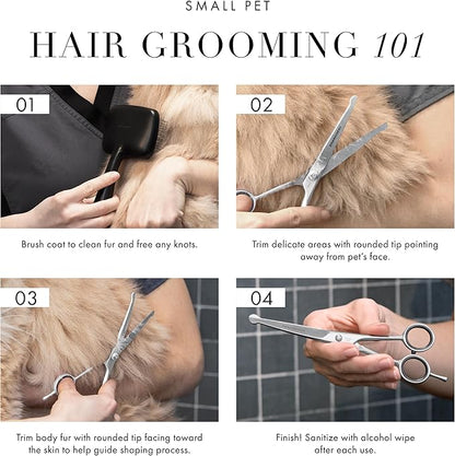 Tweezerman 7" Pet Grooming Scissors with Safety Round Tips, Professional Curved Grooming Shears for Dogs and Cats