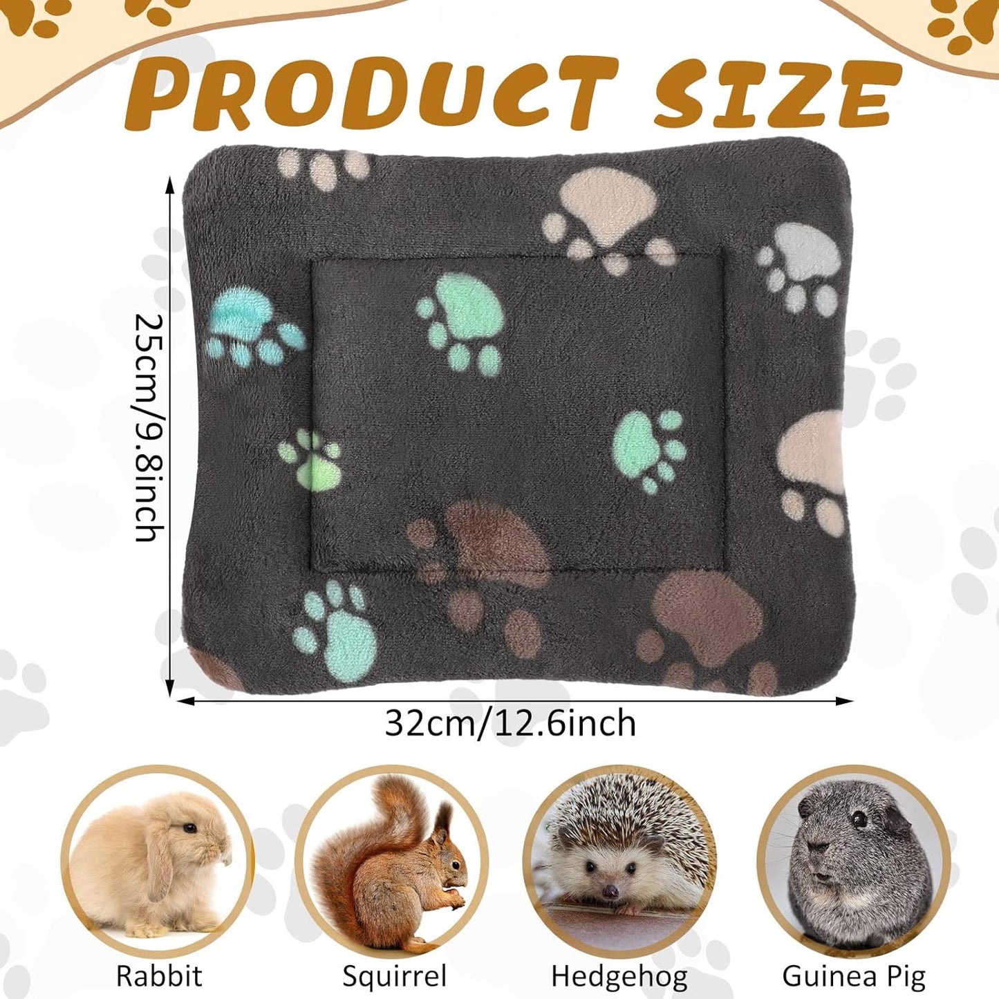 Tuanse 4 Pack Ultra Soft Dog Cat Bed Mat with Cute Prints Reversible Fleece Dog Crate Kennel Pad Cozy Washable Thickened Hamster Guinea Pig Pet Bed Mat for Small Animals(13 x 10 Inches,Black)