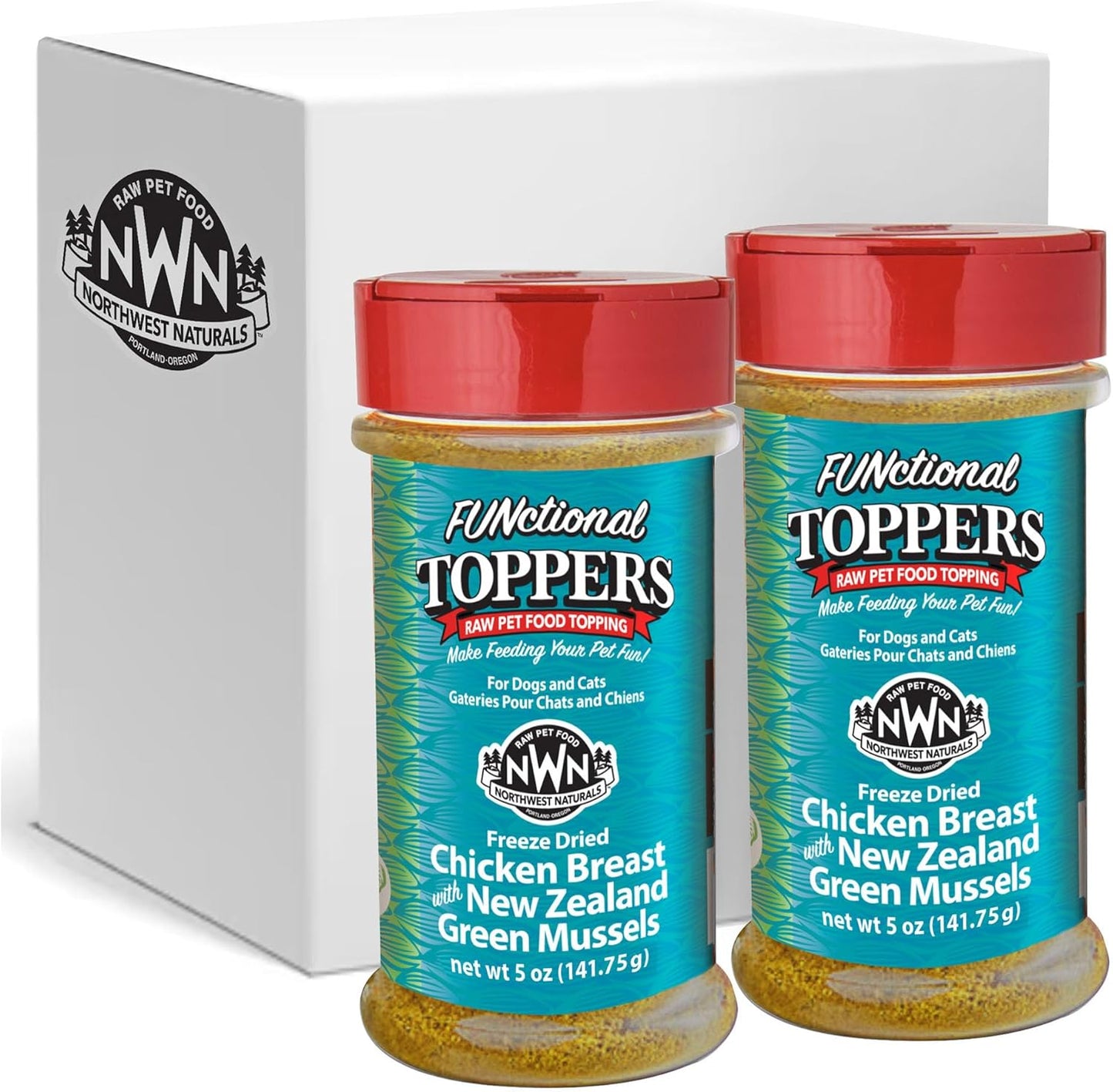 Northwest Naturals Freeze-Dried Chicken Breast with Green Lipped Mussels - Functional Topper - for Dogs and Cats - Limited, Human Grade Ingredients, All Natural, Proudly Made in USA, 5 Oz (Pack of 2)