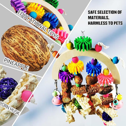 Bird Toys - Natural Corncob Wooden Mango Solid Chew Toys for Small & Medium Parrots, African Greys, Cockatiels, Lovebirds