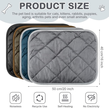 4 Pack Self Heating Cat Pad Self Warming Dog Mat Reflects Body Heat Extra Warm Thermal Pet Pad Washable Dog Cat Bed Crate Bed Mat Blanket(Mixing Colors,16 x 20 Inch)