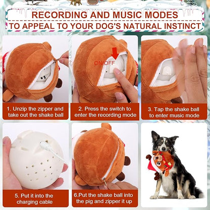 BABORUI Interactive Dog Toys Antlers, Jumping Squeaky Dog Toys with Recording and Music Modes, Rechargeable Moving Dog Christma Toys for Small/Medium/Large Dogs to Keep Them Busy(Antlers)