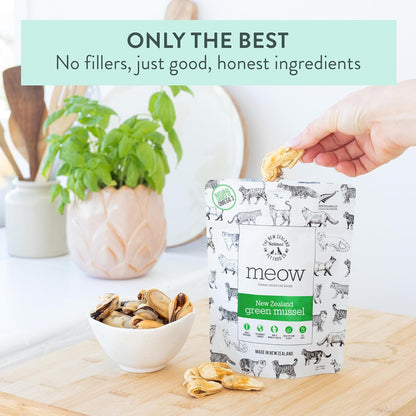 The New Zealand Natural Pet Food Co Meow Freeze Dried Cat Treats - New Zealand Green Mussel, High Protein, Healthy Cat Snacks and Toppers, All Natural for All Life Stages, 1.76 oz
