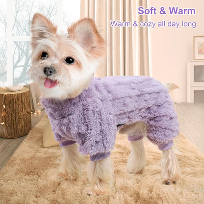 Dog Sweater for Small Dogs, XXS Dog Sweaters Turtleneck Doggie Pajamas Jumpsuits, Small Doggy Clothes Girl Boy, Cold Weather Puppy Onesie Outfits Yorkie Chihuahua Apparel, Purple,M