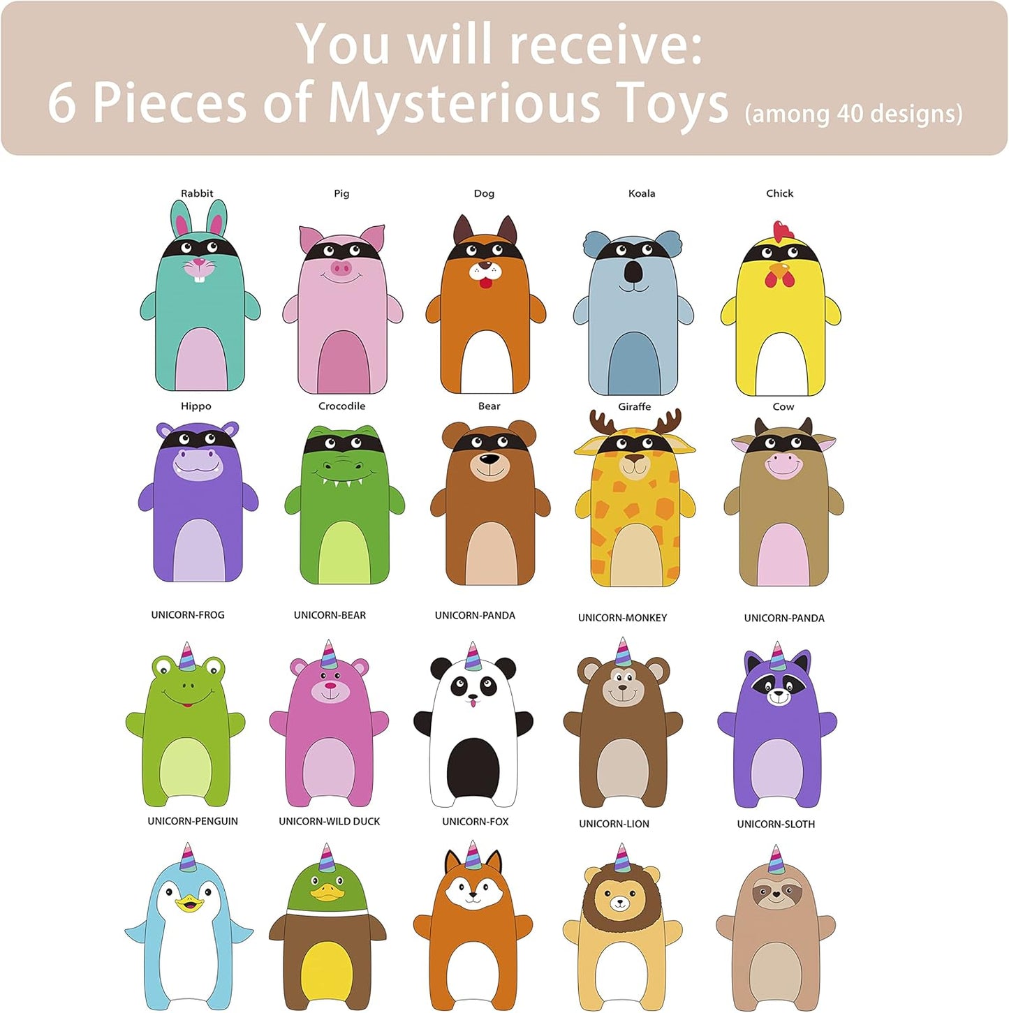 Jalousie 5 Pack Tough Plush Animal Dog Toys Assortment Value Bundle Dog Squeaky Toys Assortment Puppy Pet Mutt Dogs Toy Squeak Toy for Snall Medium Large Breeds (6 Pack Surprise Mix)