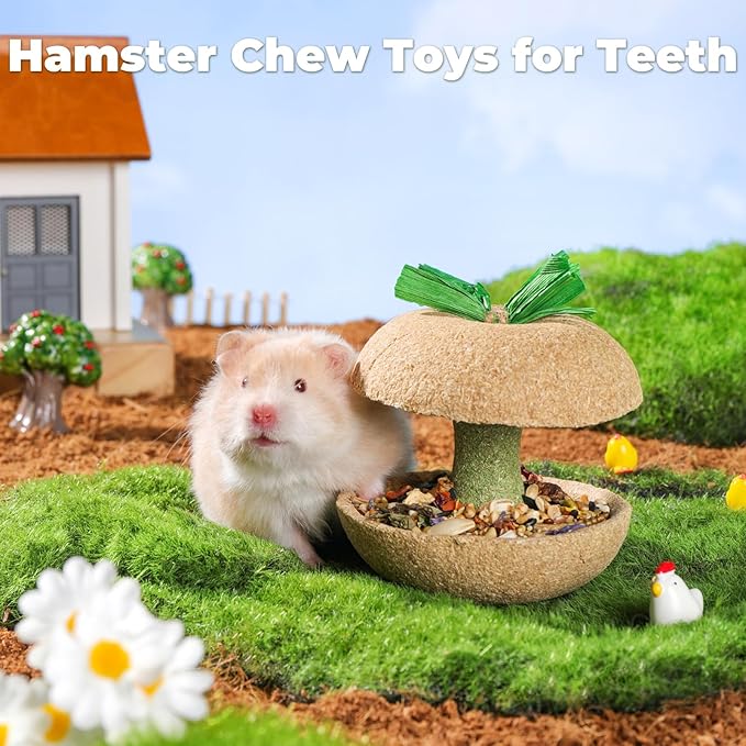 mini&moe Hamster Chew Toys for Teeth - Guinea Pig Chew Toys for Teeth Food Chews Treats Hamster Cage Accessories for Rabbit, Bunny, Chinchilla, Rat and Small Animal 3.1in Apple Core Shaped