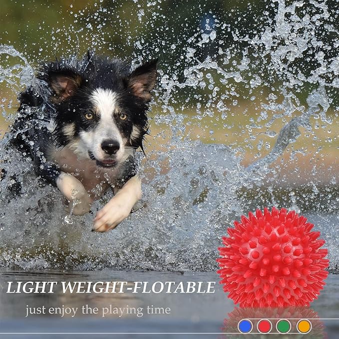 Dog Balls 4.5” Squeaky Dog Toys Spikey Ball for Aggressive Chewers Heavy Duty Teething Large Medium Durable Dogs Balls (4 Pack)