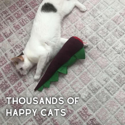 Large Cat Toy Dino, Catnip Matatabi Silvervine Filled Help Relief Stress Interactive Indoor Cat Kicker with Bell and Smell (Purple)