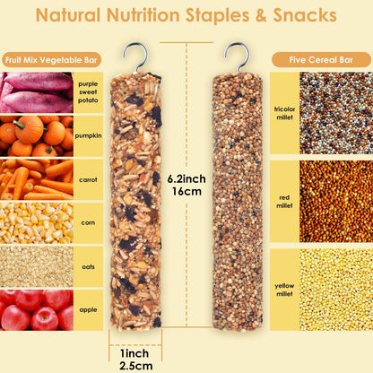 KATUMO Parrot Treats 2 PCS Bird Crunch Sticks Cockatiel Treats Parakeet Snacks Conure Food Sticks for Parakeet Cockatiel Canary Finch Lovebird Conure Lorikeet Parrots