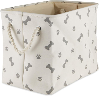 Bone Dry Pet Storage Collection Paw and Bone Print, Medium Rectangle, 16x10x12, Gray
