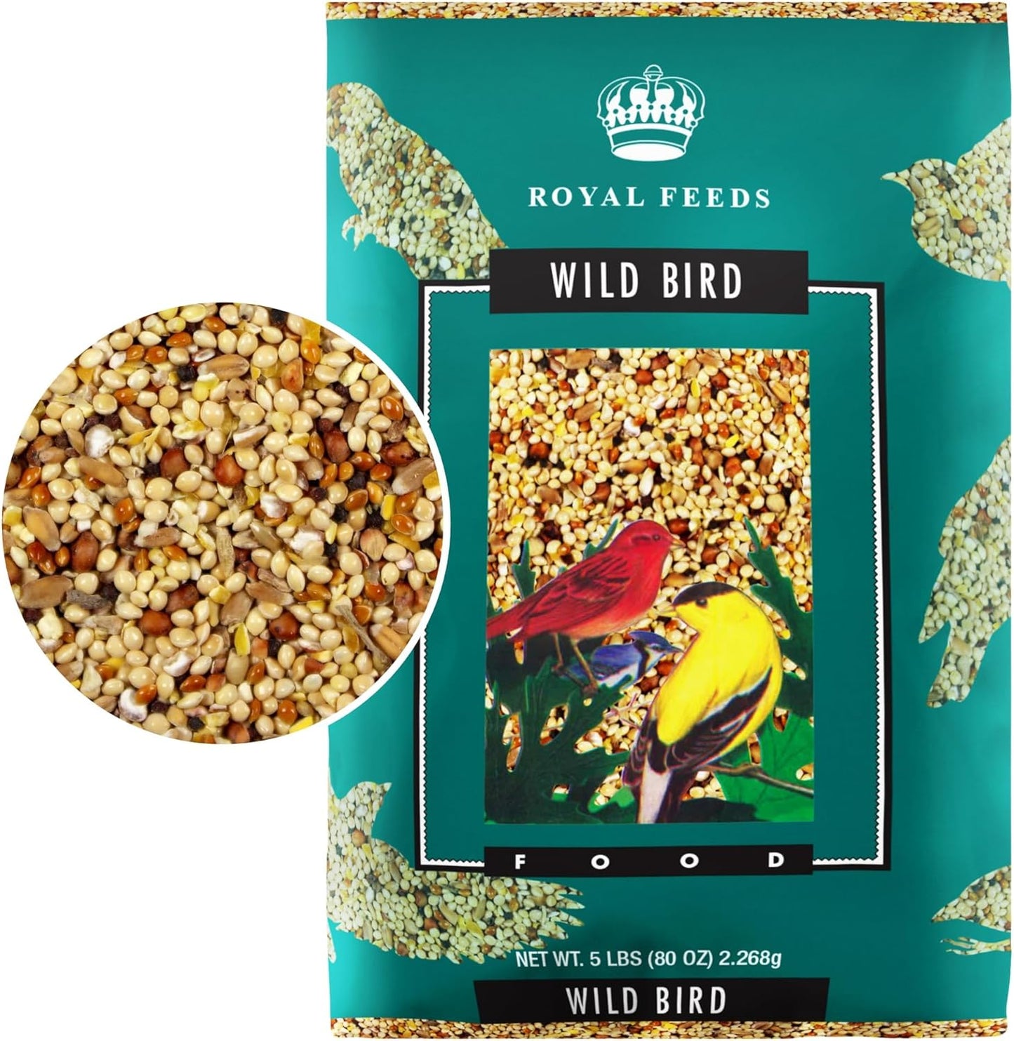 Wild Bird Seed 5 Lbs, Premium Mixed Wild Birdseeds, Nut Free Mix Feed, Nutrient-Rich Birdseeds, Supports Daily Energy Growth & Healthy Balanced Diet, Bird Seed for Outside Feeders