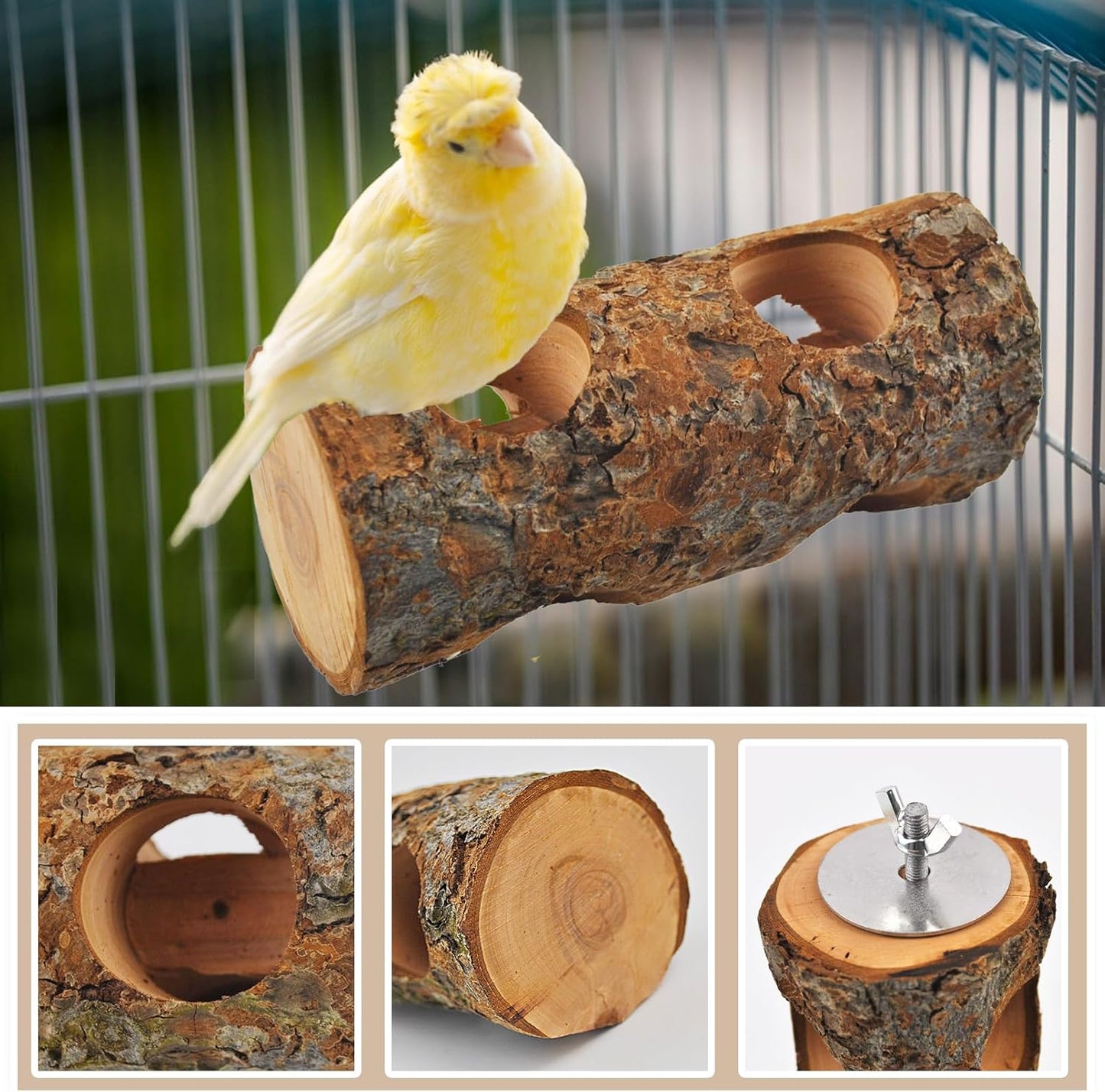 Bird Wooden Block Chewing Toy Parrot Beak Grinding Toys Wood Birds Cage Foraging Training Toy with Bird Perch for Parakeet Cockatiel Lovebird Budgie