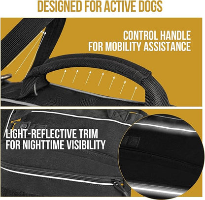 Onetigris Dyno Outdoor Dog Harness With Pockets, Front Range Pack, Backpack With Handles, Saddle Bag Hiking Vest, Tactical Service Canine EDC Pack Set
