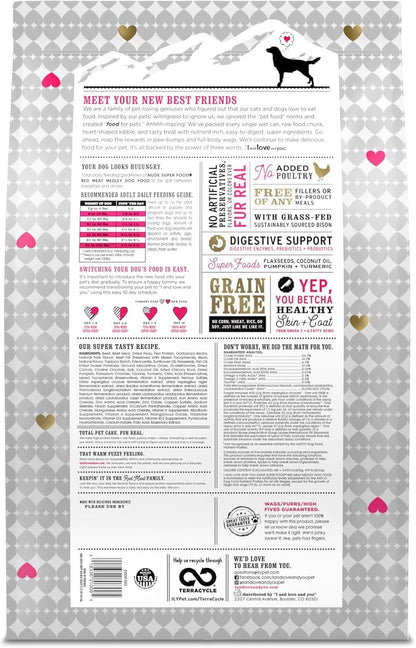 I and love and you Nude Super Food Dry Dog Food - Red Meat Medley - Prebiotic + Probiotic, Grain Free, Real Meat, No Fillers, 23lb Bag