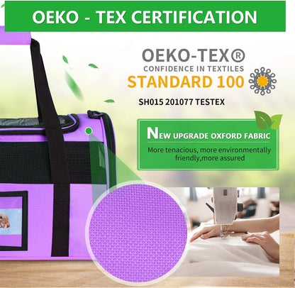 Large Cat Carrier Soft Sided Pet Carriers for Large Cats Under 25 lbs, 20" Dog Carrier Cat Carrier for 2 Cats Travel Carrier, Purple