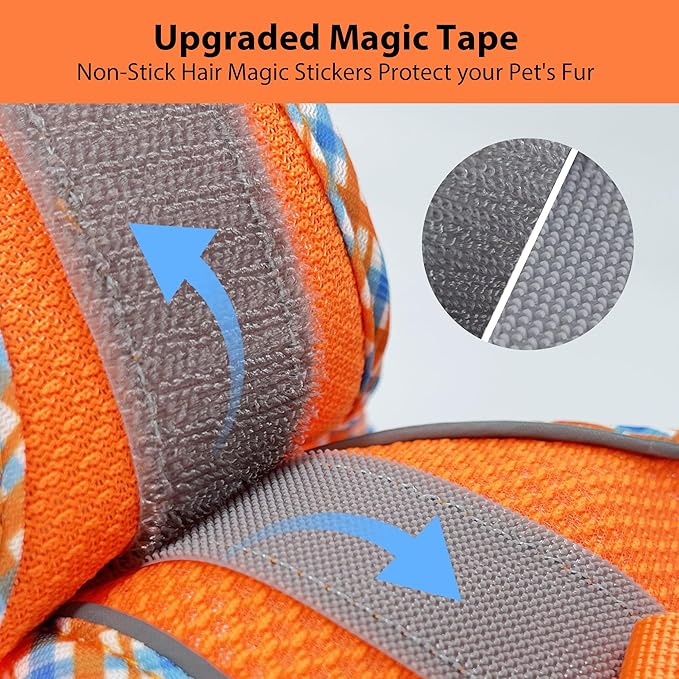 AIITLE Teacup Puppy Harness with Leash - Adjustable Soft Vest with Magic Tape & Reflective Safety Strips, Easy-Put-On for Poodles, Pomeranians - Gym, Hiking, Travel (Orange, S)