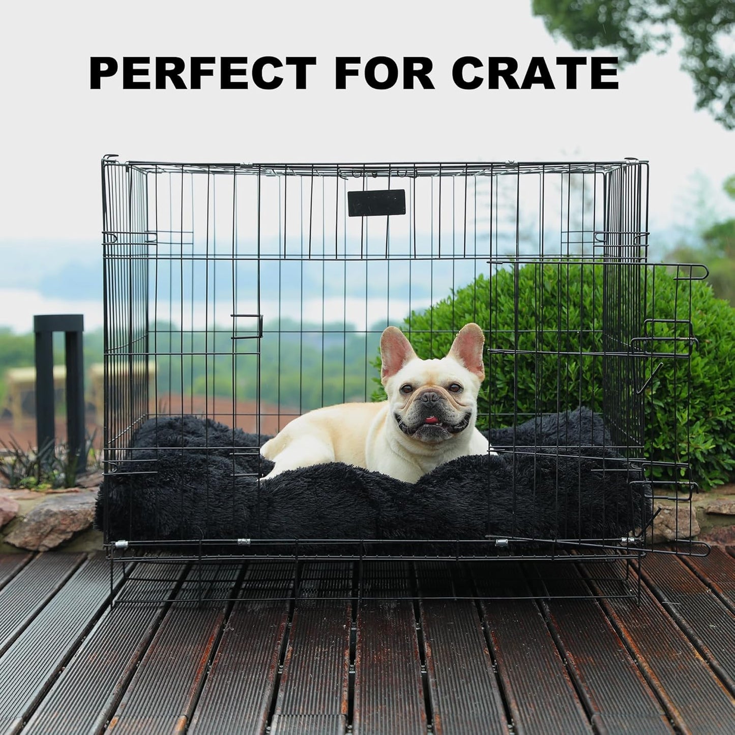 Bedfolks Waterproof Dog Crate Pad, Plush Washable Dog Kennel Bed - 35"x23", Black