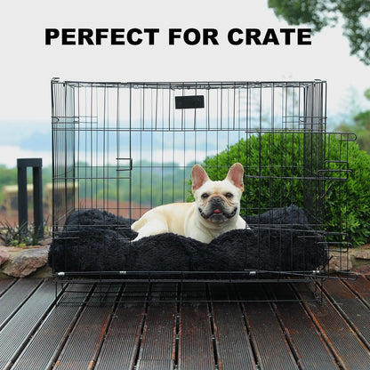 Bedfolks Waterproof Dog Crate Pad, Plush Washable Dog Kennel Bed - 35"x23", Black