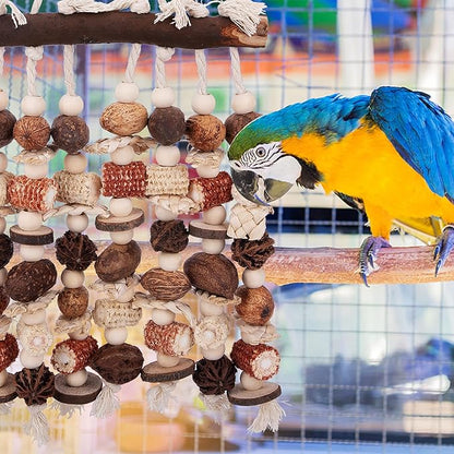 Deloky Extra Large Parrot Toy-Natural Wooden Chewing Tearing Toy for African Grey, Amazon Parrots, Macaws, Medium Breeds