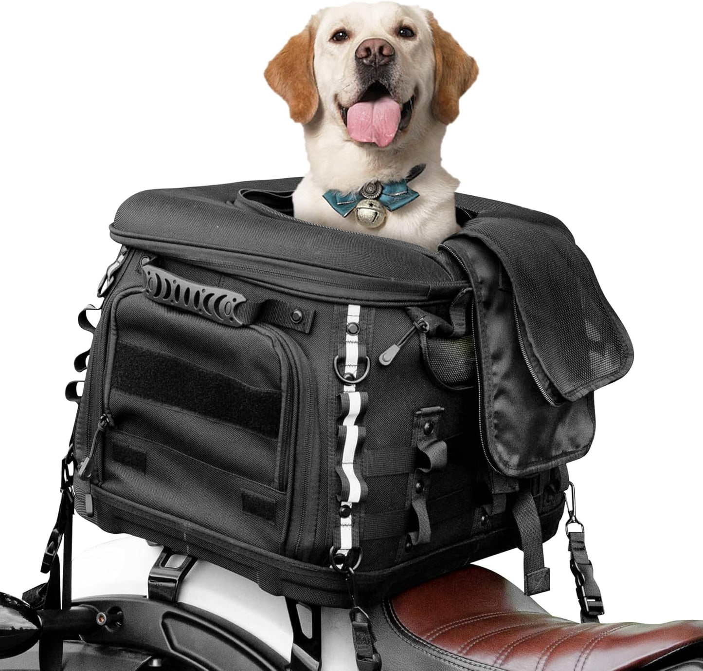 Goldfire Motorcycle Dog/Cat Carrier, Portable Pet Carrier Voyagers Dog Carrier Crate for Street Glide Road King with Luggage Rack or Sissy Bar UTV ATV Touring Trike Models(Black)