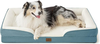 Bedsure XL Orthopedic Dog Bed for Extra Large Dogs - Washable XLarge Dog Cat Bed Waterproof, Comfort Dogs Couch Sofa with Washable Removable Cover, Pet Bed with Nonskid Bottom, Dune Haze Blue, 42"