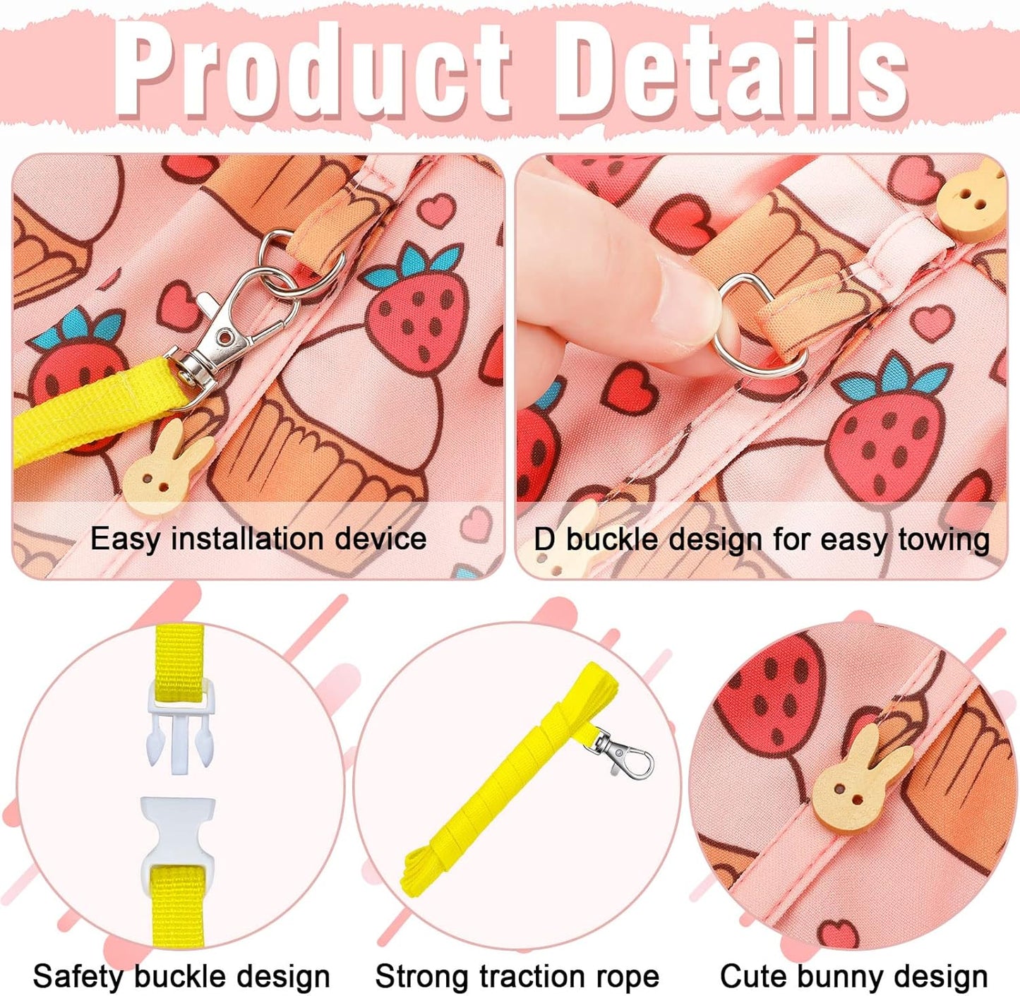 3 Sets Rabbit Bunny Harness and Leash, Cute Easter Bunny Clothes for Rabbits Dress Costume Walking Harness Escape Proof Pet Supply for Hedgehog Ferret Squirrel (Cake, Animal, Pineapple)