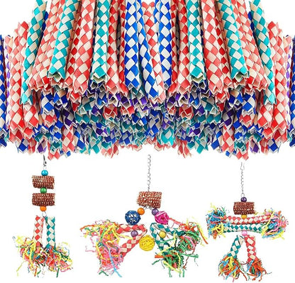 Parrot Toys 20 Pcs 5.5in, Bird Toys Bamboo Finger Traps,DIY Core Bird Chewing Toy Components,Colorful Chewing Toy,for Small Medium Parrots Parakeets,Cockatiel.