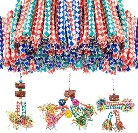 Parrot Toys 20 Pcs 5.5in, Bird Toys Bamboo Finger Traps,DIY Core Bird Chewing Toy Components,Colorful Chewing Toy,for Small Medium Parrots Parakeets,Cockatiel.