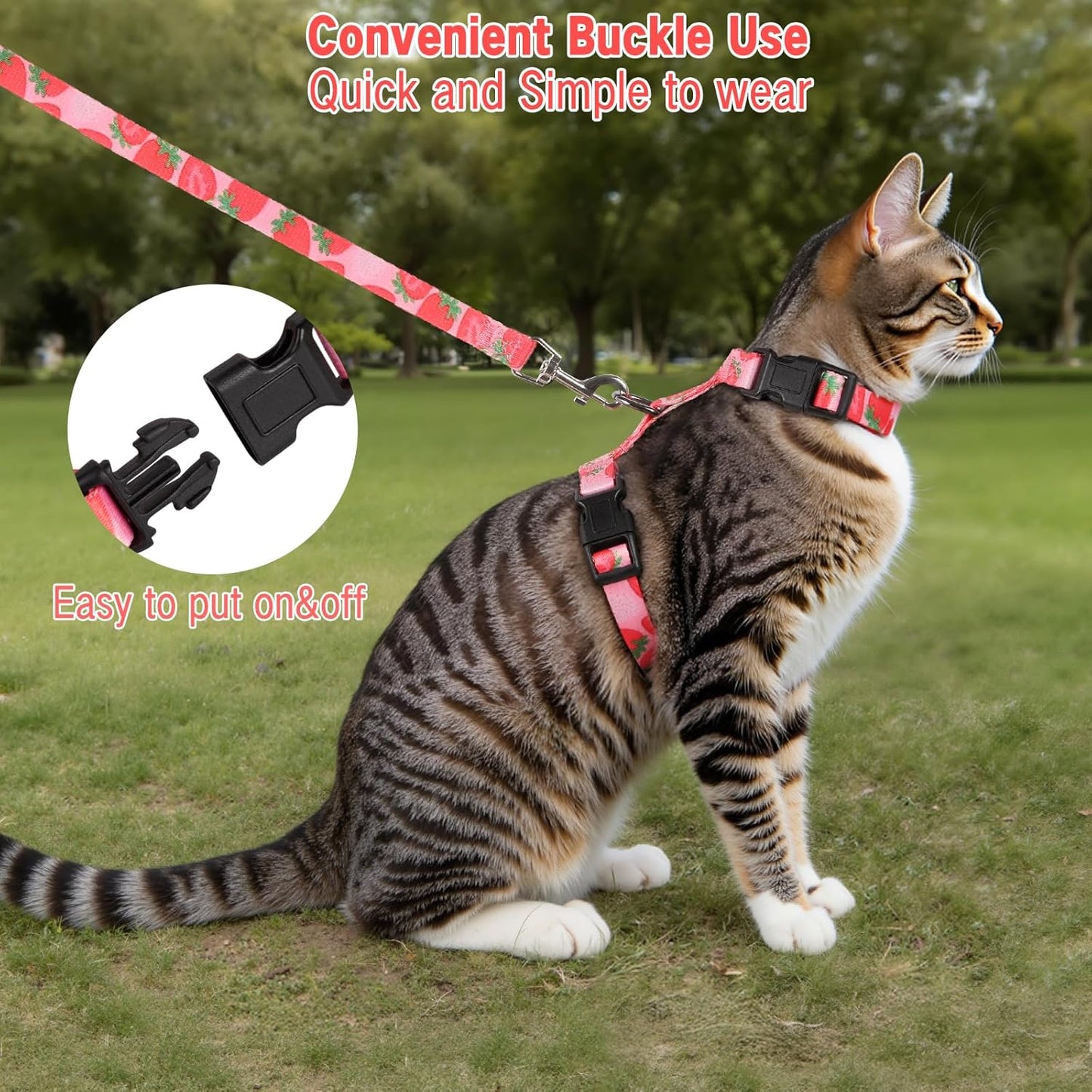 Cat Harness and Leash Set, Escape Proof Cat Harness, Comfortable Soft Lightweight Cat Leash, Use Safe and Easy, Outdoor Walking Travel Kitten Harness for Small Medium Large Cats