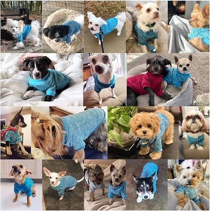 Jecikelon Dog Clothes Dogs Sweater Soft Puppies Clothing Winter Puppy Sweaters Warm Outfit for Dogs Small XXS XS Cat Apparel (Light Blue, L)