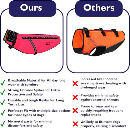 CoyoteVest Dog Harness Protection Vest, Reflective Dog Accessories with Spikes to Shield Your Pet from Raptor and Animal Attacks, Proudly Made in America (Large, Pink)