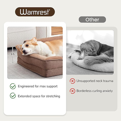 Orthopedic Dog Beds for Large Sized Dogs, Waterproof Egg-Crate Foam Pet Couch Bed with Soft Sides, Non-Slip Dog Sofa with Flannel Removable Washable Cover, 35" L Supportive Pet Sofa, Brown