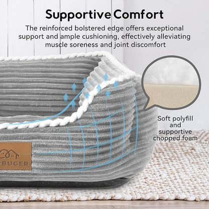 Orthopedic Dog Bed for Medium Dogs,Dog Sofa Beds Supportive Foam Pet Couch Bed with Removable Washable Mat and Nonskid Bottom (Medium, Grey)