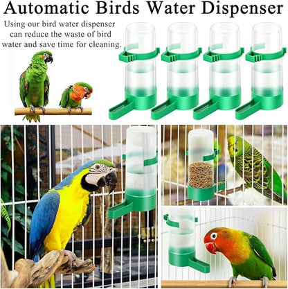Lamoutor 4Pcs Bird Water Feeder Plastic Drinker Feeder Water Clip for Parrots Budgie Cockatiel Lovebirds