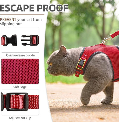 PUPTECK Soft Mesh Cat Vest Harness and Leash Set Puppy Padded Pet Harnesses Escape Proof for Cats Small Dogs Rabbits Bunny
