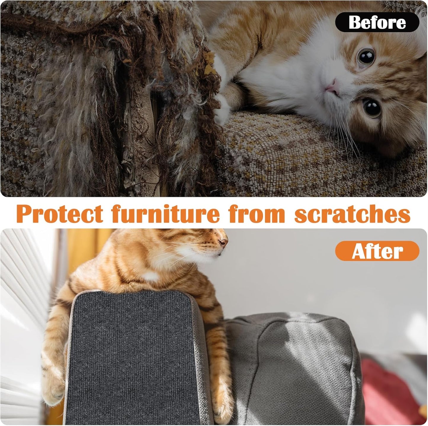 Cat Scratch Pad - 100" x 15.8" Trimmable Self-Adhesive Cat Scratch Furniture Protector, Sisal Cat DIY Climbing Couch Protector for Scratch Post Cat Tree Replacement Indoor (Dark Gray)