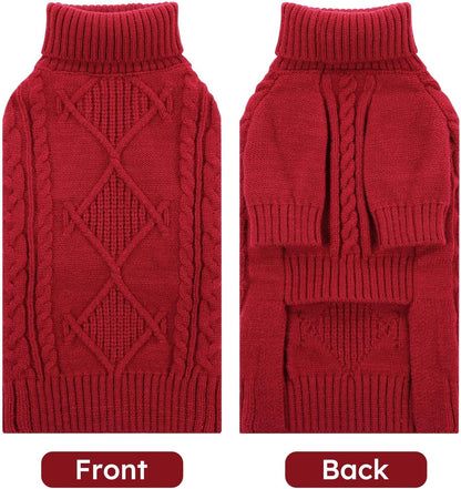 ASENKU Knitted Dog Sweater, Pullover Big Thermal Dog Winter Sweater, Turtleneck Doggy Sweaters for Large Medium Dogs Boy Girl,Warm Pet Sweatshirt for Boston Terrier,French Bulldog,L