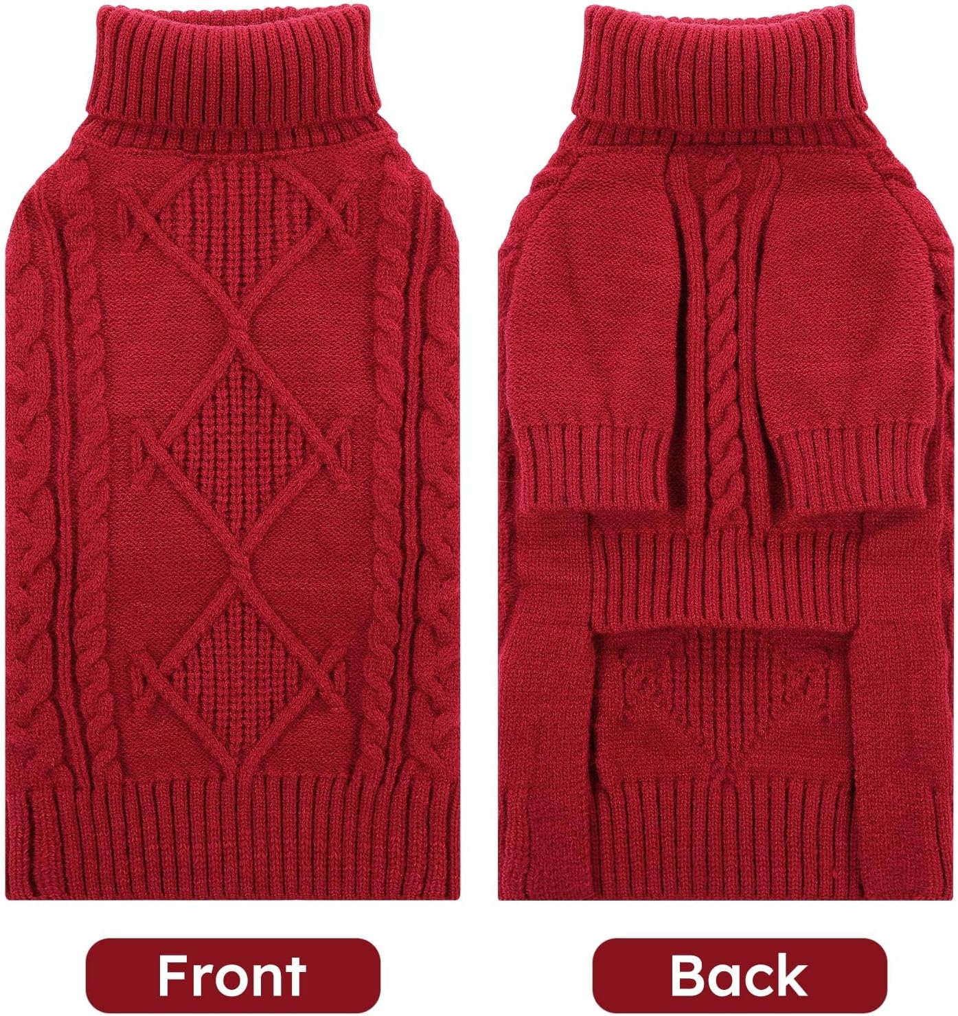 ASENKU Knitted Dog Sweater, Pullover Big Thermal Dog Winter Sweater, Turtleneck Doggy Sweaters for Large Medium Dogs Boy Girl,Warm Pet Sweatshirt for Labrador,Golden Retriever,3XL