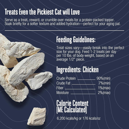 Whole Life Cat Just One Chicken Freeze Dried Cat Treats - Human Grade High Protein Food, Healthy Training Snacks, Freeze Dried Chicken Food Toppers, USA Made Natural Treats - 4 oz (Pack of 1)