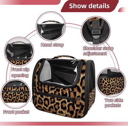 Animal Leopard Print (1) Cat Carrier Backpack,900D Wear-Resistant Oxford Fabric, Dog Carrier Cat Backpacks Suitable for Travel