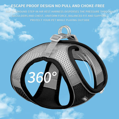 AIITLE Easy Walk Dog Harness and Leash Set - Pet Supply No Pull, Step in Adjustable Pet Harnesses with Padded Vest for Summer, No Choke Over, Easy to Put on Medium Dogs Black L