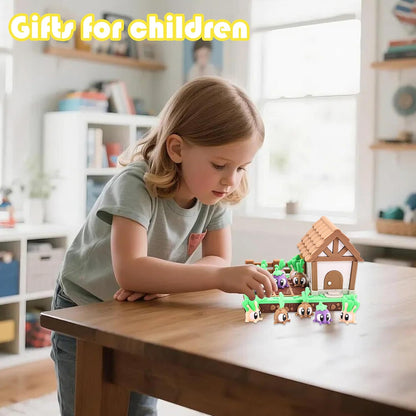 Vegetable Farm Playset with House, Cute Garden Scene with Colorful Veggie Figurines, Desktop Decor, Collectible Toy, Gift for Kids & Adults for Christmas Halloween