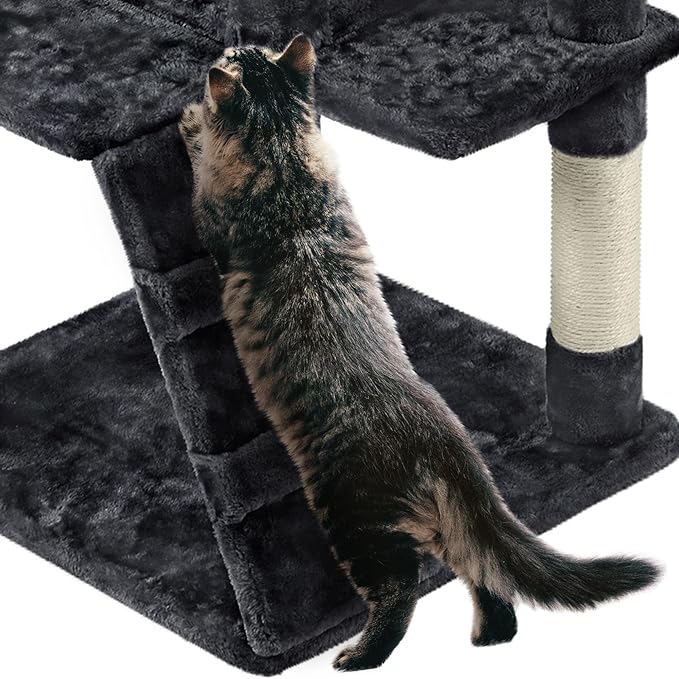 Yaheetech 62in Cat Tree Tower for Indoor Cats, Furniture w/Double Condo, Scratching Posts, Multiple Platforms and Balls for Kittens, Black